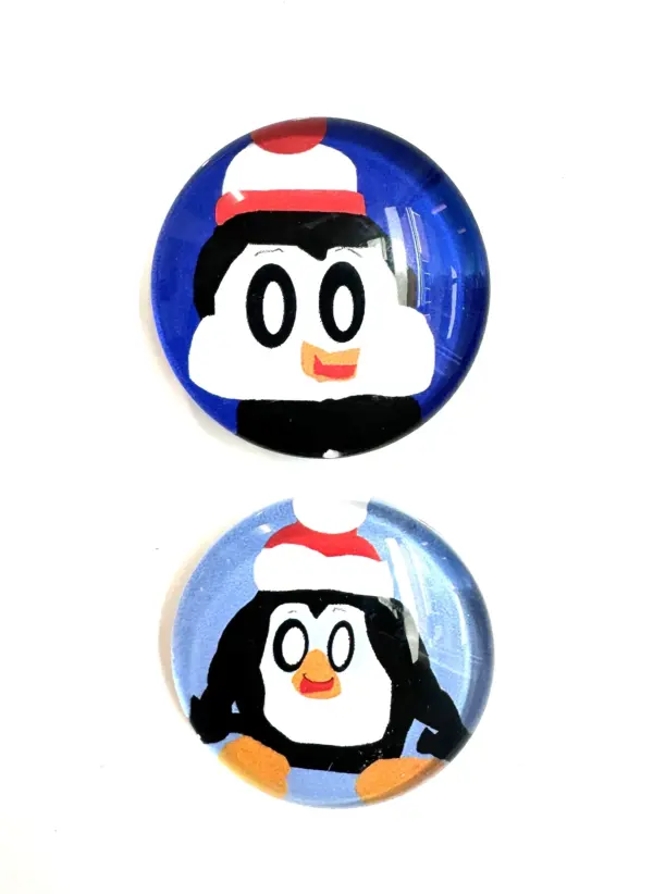 Glass Dome magnets with penguin santas by Carrie P