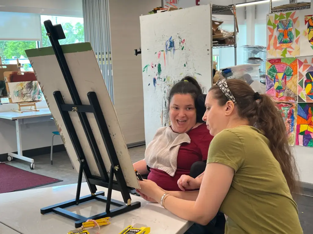 Gigi and Lisette painting together